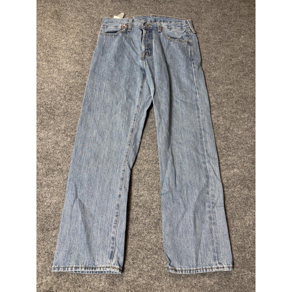 Levi's 501 Jeans Mens 32x28 Blue Straight Regular Fit Light Wash Denim Casual